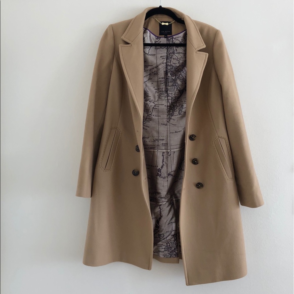 Ted Baker Camel Double Breasted Coat